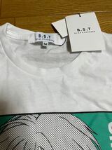 B.S.T GIRL 白色ホワイト×グリーン 半袖Tシャツ M 未使用_画像2