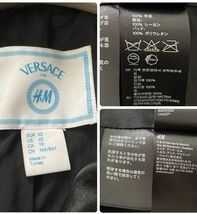 【VERSACE for H&M/ヴェルサーチェ エイチ＆エム】ライダースジャケット XS レザー 羊革 本革 ブラック 黒 スタッズ 金ZIP 春秋冬 ＃60_画像9