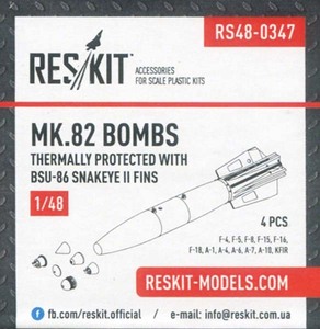 レスキット RSK48-0347 1/48 Mk.82 500ポンド爆弾w/BSU-86 スネークアイⅡフィン (海軍型) (4個入り)