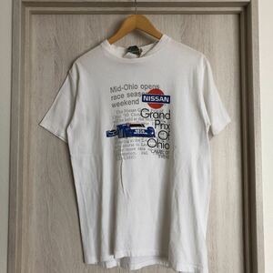 (k) 90's 90年代 NISSAN ニッサン USA製 半袖 Tee tシャツ M 白 ホワイト 