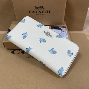 新品 未使用 COACH 財布 レディース 長財布 ディズニー コラボ 青い鳥 2893