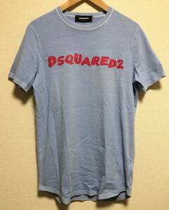 美品 ディースクエアード 後染め ロゴ Tシャツ サックスブルー サイズL DSQUARED2