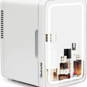 AstroAI 小型 小型冷蔵庫 6L 冷温庫 化粧冷蔵庫 ミラー付き 0℃~60℃ 家庭 車載両用 保温 保冷 2電源式