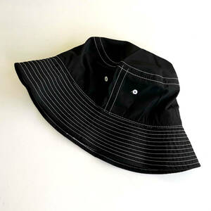 NEWHATTAN new is  tongue white stitch entering polyester bucket hat black L/XL size 100% POLYESTER WHITE STITCHING