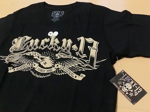 Lucky 13 ラッキーサーティーン 未使用 Ｖネック Ｔシャツ バイカー ハーレー アメリカン ホットロッド アメカジ ロカビリー Good Rockin 