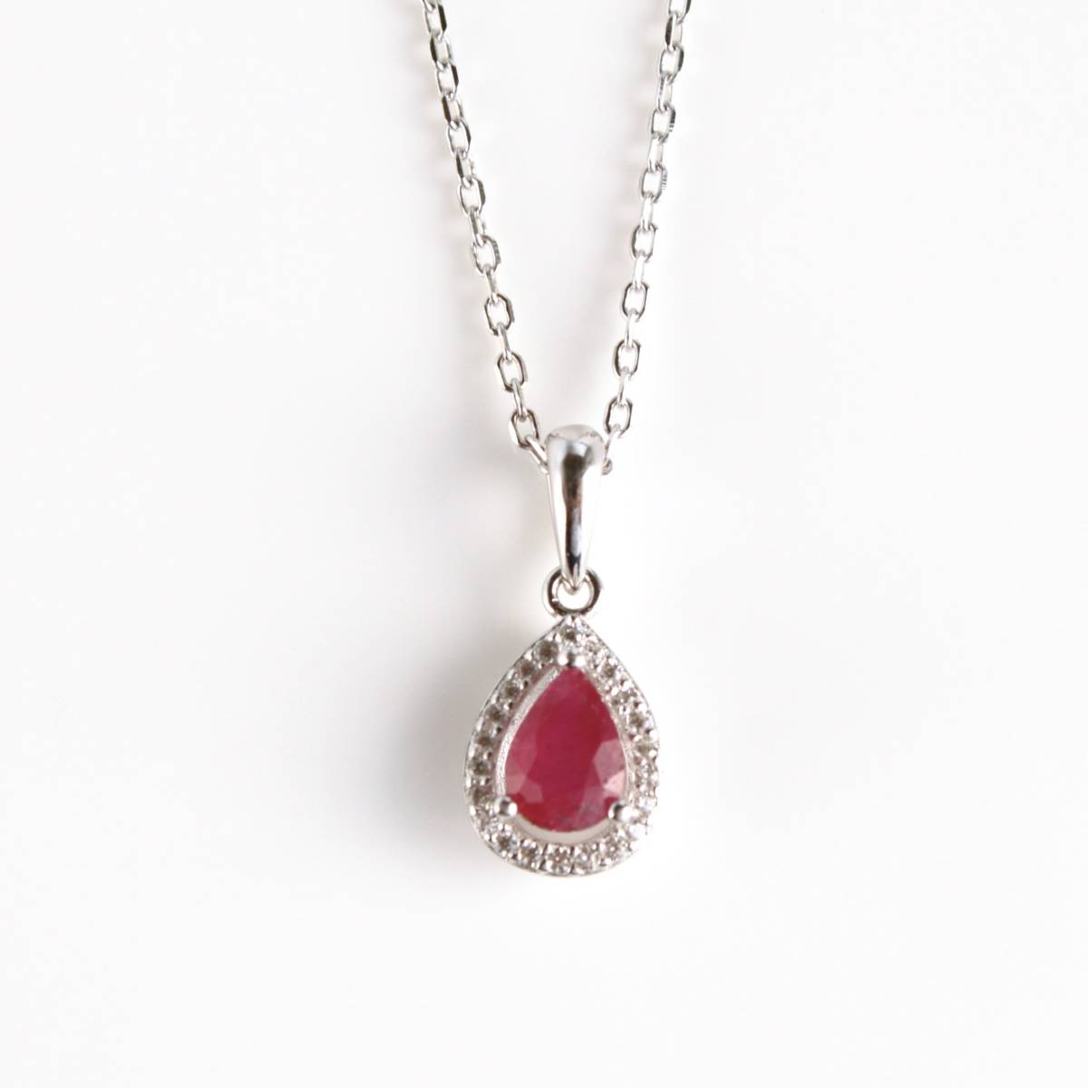 ルビー ネックレス シルバー ruby necklace silver 6-10｜PayPayフリマ