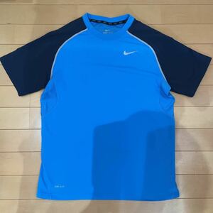 送料込み　ナイキ NIKE 半袖ドライTシャツ DRI-FIT Lサイズ　150-160cm 155cm 水色×紺色　送料無料