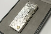 【美品】 dunhill ダンヒル ローラー ガス ライター クロスカット モザイクカット 火花確認済み シルバー 付属品あり 8-F022/1/060_画像1