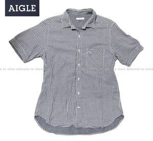 ■ AIGLE エーグル ギンガムチェック半袖シャツ (M) ■