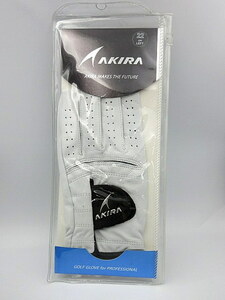 新品 AKIRA/アキラ メンズ グローブ 天然皮革 MAKES THE FUTURE 22cm 白黒