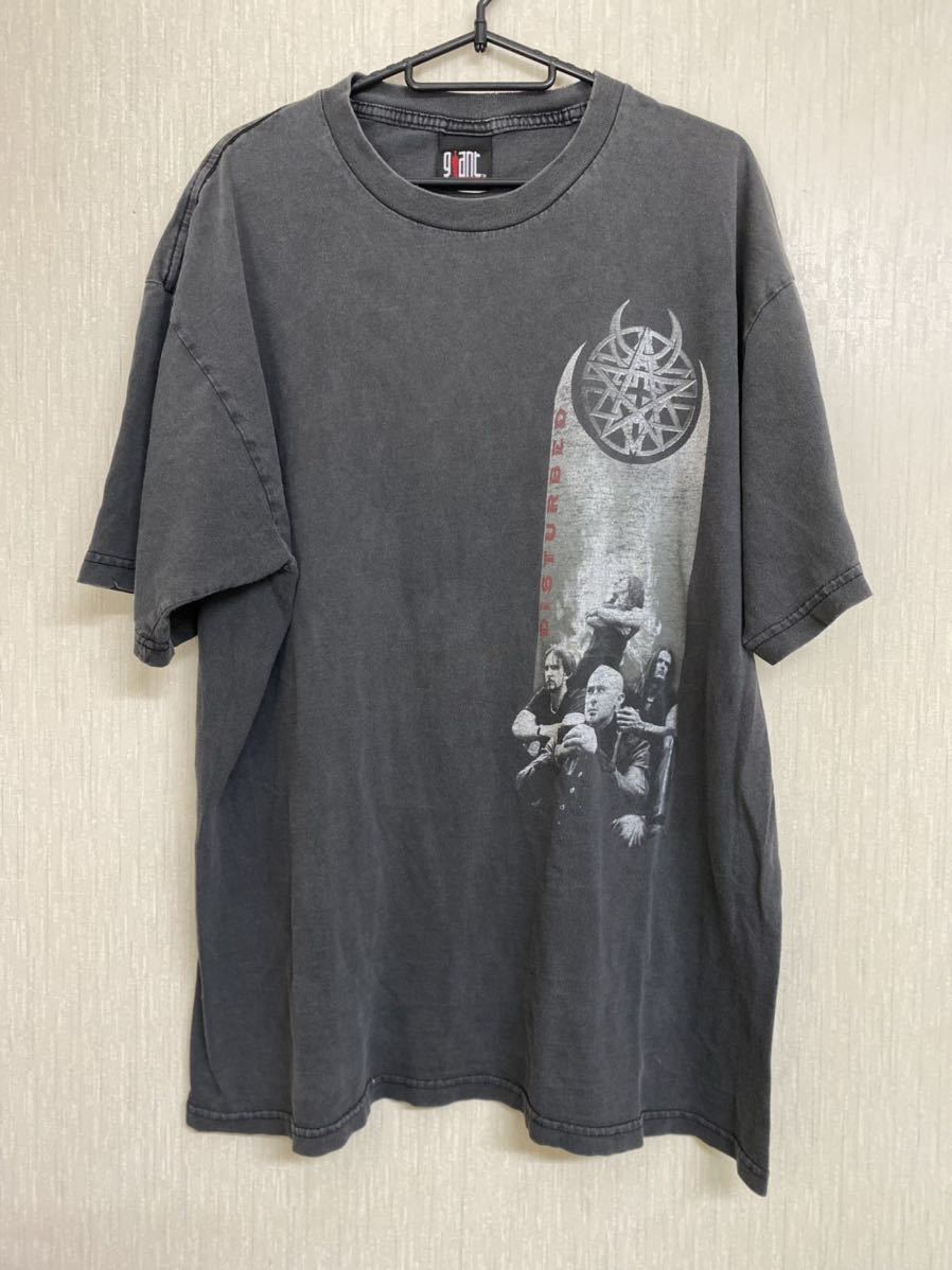 激レア 当時物 DISTURBED Tシャツ ヴィンテージ サイズXL ディスターブド Tシャツ giantタグ ブラック バンドTシャツ