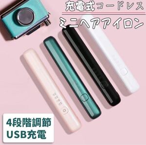 4段階調節 ヘアアイロン ストレートアイロン USB充電式コードレスヘアアイロン