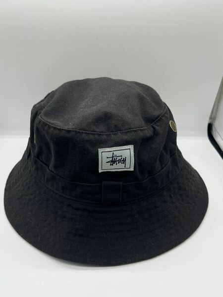 Stussy バケットハット 黒 ビンテージ 90s オールド