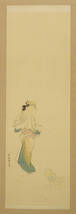 【模写】 中島秀嶺 『 千代図 加賀の千代 女性図 』 絹本 共箱 書画 掛軸 日本画 京都の人_画像2