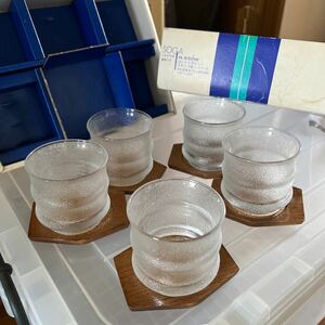 昭和 レトロ 曽我ガラス ガラスコップ コースターセット