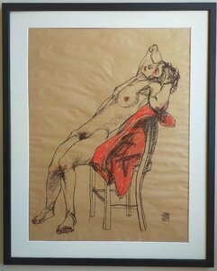 真作【宇美】蔡國華 中国人画家 裸婦 紙にパステル 20号相当 2001年貴重作品 直筆サイン 送料無料