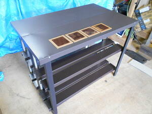 ハイテーブル ラック 80×25×H60.5 黒茶 2台セット 接続セパレート キャンプテーブル 頑丈 洗物置場 折畳 ガルバ鋼材 耐熱 防水 自作 訳有