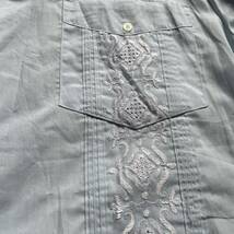 送料無料　ROMANI キューバシャツ　guayabera 水色　刺繍　L_画像3