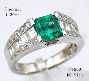 [ Celeb . great popularity!](DGL judgement document ) departure color. is good high quality emerald 1.30ct side diamond total 0.97ct PT900