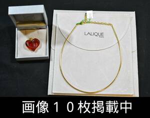 LALIQUElalik crystal Heart choker necklace Gold color box attaching unused image 10 sheets publication middle 