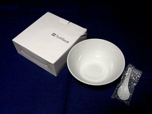 ★未使用 SoftBank／ソフトバンク 陶器製 オリジナル丼セット レンゲ付き 非売品