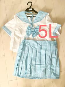 5L 超大きい セーラー服 男性用 ぽっちゃり コスプレ 衣装 フルセット アニメ 青 水色 女装