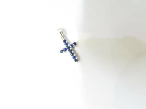 k18/18 gold white gold sapphire Cross pendant top 1.1g