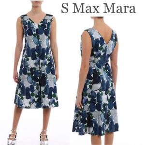 美品 S Max Mara ロングワンピース エス マックスマーラ 小石柄 大きいサイズ ストーンプリント　