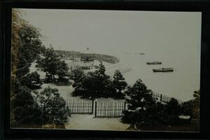 13469 戦前 絵葉書 生写真 静岡 蒲郡風景 常磐館発行 海岸の庭園？