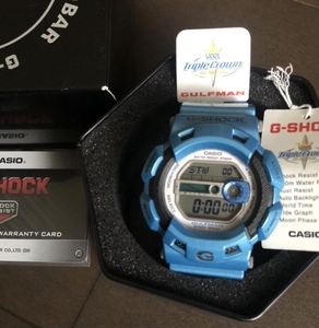 G-SHOCK GULFMAN トリプル クラウン G-9100TC コラボ 水色 メタリック タイドグラフ G-9100TC-2 生産終了 サーフィン CASIO ガルフマン