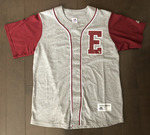 楽天 イーグルス ベースボール シャツ JERSEY ユニフォーム Tee グレー クリムゾン レッド Majestic 製 RAKUTEN GOLDEN EAGLES プロ 野球