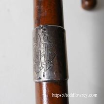 【シルバーに刻まれたモノグラムをもつ1本】イギリス アンティーク 杖 ステッキ 大曲 銀◆Antique Walking Stick with Silver Collar 1919_画像7