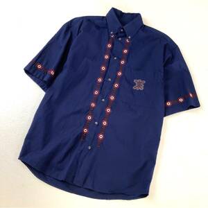  beautiful goods ICE BERG Iceberg embroidery short sleeves button down shirt men's S size navy 