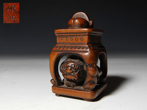 [ удача ].. предмет : дерево гравюра netsuke колокольчик .....