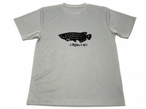 グレー　アロワナ ドライ Tシャツ 熱帯魚 グッズ 古代魚 龍魚