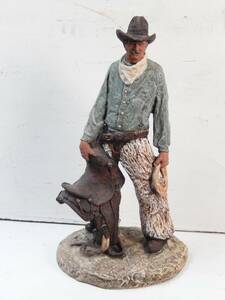 【OAN】 Daniel Monrfort Original カウボーイ 置物 1980 antiques 骨董 古道具 古玩 西洋彫刻 アンティーク ウェスタン 石 COWBOY 人形 