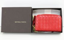 ボッテガヴェネタ BOTTEGA VENETA イントレチャート コインケース カードケース 小銭入 レッド レザー 114075 箱付 中古美品☆4277-4_画像9