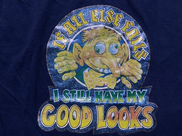 70's SCREEN STARS GOOD LOOKS アイロンラメ プリントTシャツ Mサイズ USA製 ビンテージ古着 70年代 スクリーンスターズ 80's 80年代