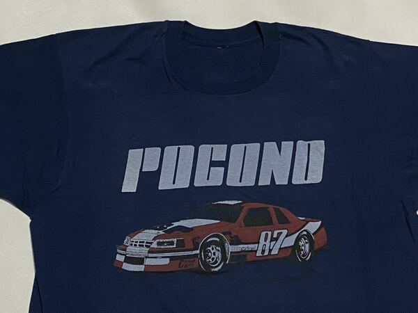 80's Pocono レーシングカー プリントTシャツ Lサイズ ビンテージ古着 vintage 80年代 90's ドラッグカー レース SCREEN STARS USA