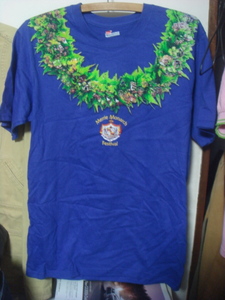 1708ヘインズHanesボディーHAWAIIハワイMERRIE MONARCH FESTIVALだまし絵レイTシャツSフラ ヒロ