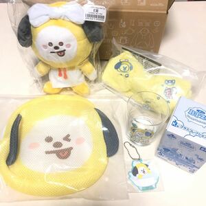 BT21 オンライン一番くじ チミー５点セット　E賞ぬいぐるみ J賞ランドリーポーチ・ヘアバンド k賞グラス Ｌ賞アクリルチャーム