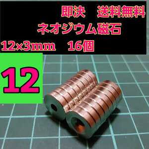 即決《送料無料》 ネオジウム磁石 16個セット 12mm 穴あり ステルス マウント ボディ イーグル YD-2 tt01 tt02 ドリパケ パンドラ