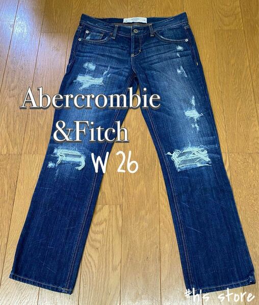 Abercrombie&Fitch ジーンズ ストレート ダメージ フロントボタン デニム パンツ