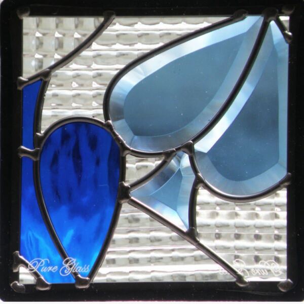 SH-D12 スペード ステンドグラス ピュアグラス パネル 窓枠 アンティーク ガラス 北欧 取り付け DIY 強化ガラス