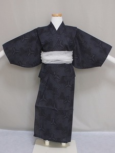  man .. settled yukata H0802-05-100 free shipping size 100 single goods black color for boy. ... small of the back string attaching 