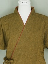 女性用作務衣Ｆ0288-L02 送料無料 作務衣 Lサイズ 金茶色の女用のサムエ 綿素材の薄手の作務衣　部屋着_画像2