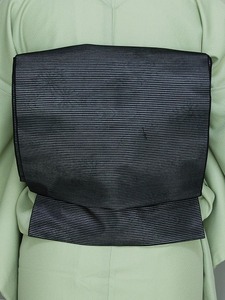 正絹夏用絽喪服帯 H0317-09 送料無料 お仕立て済　当店在庫処分 絽の喪服用の名古屋帯 すぐに着用できます　