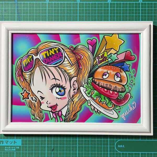 yuichiオリジナル「DINER GIRL」A5イラストボード付 アートフレーム A5サイズ 複製品