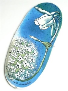 k313 ARABIA アラビア 花絵 オーバル プラーク 陶板 飾物 32cm