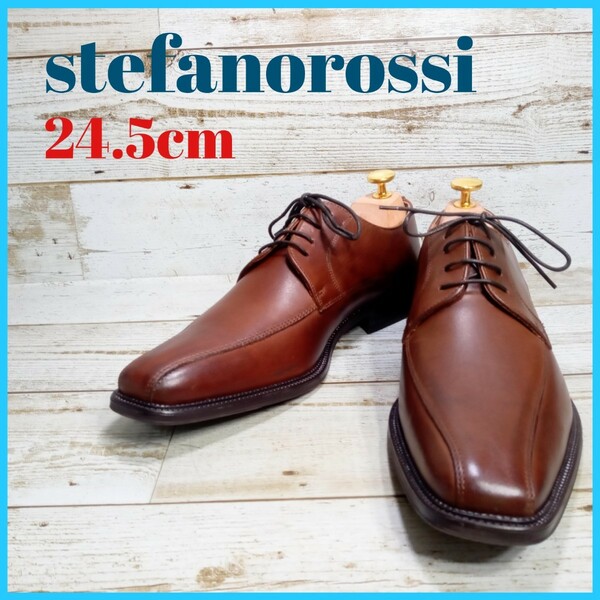 stefanorossi ステファノロッシ スワールトゥ 24.5cm ブラック 黒 本革 本皮 革靴 ビジネスシューズ 